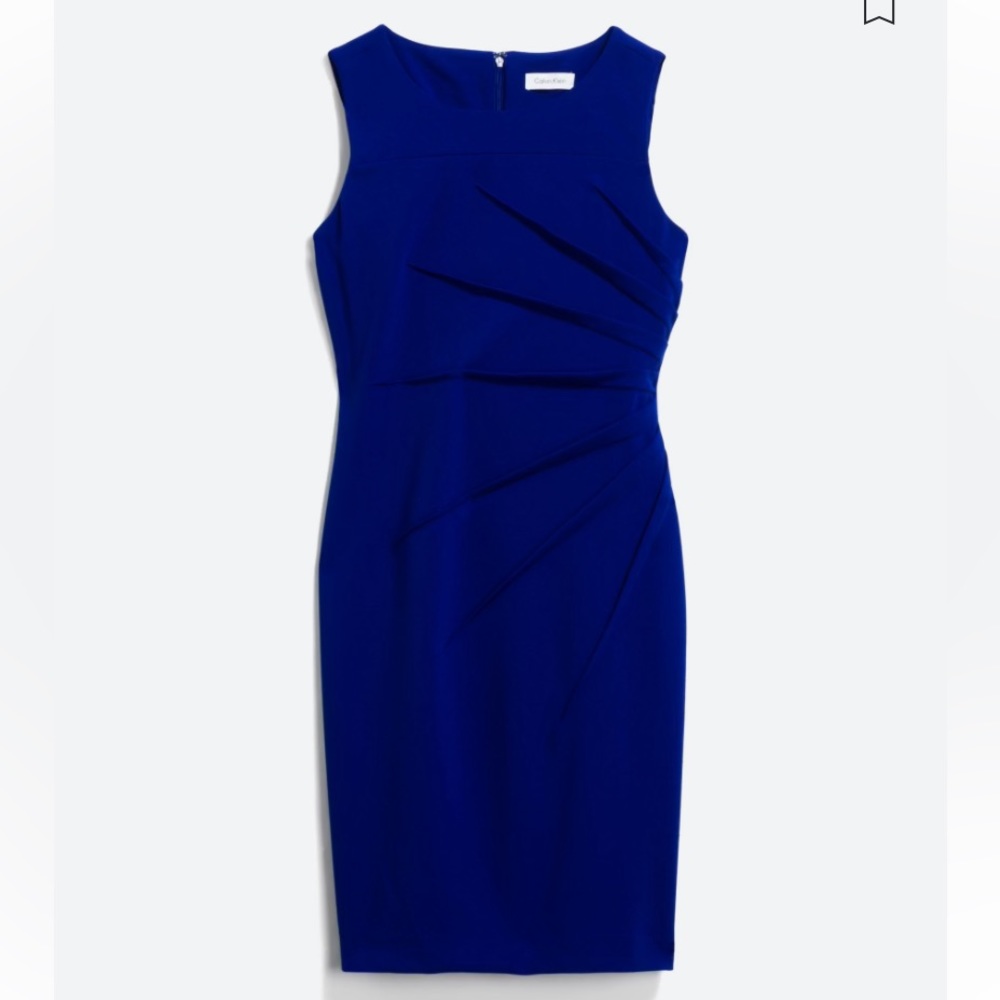 Size 6 Calvin Klein Blue Dress with Sunburst type pattern